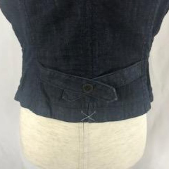 NWOT Ann Taylor Loft Dark Blue Denim V-neck Button Front Vest Size 6 - Picture 6 of 11